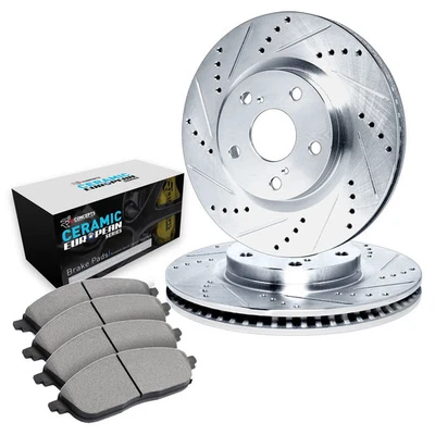 For Audi SQ5 18-20 Drilled & Slotted Rear Brake Kit w Euro Ceramic Pads - Image 1 of 3