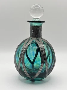 Vintage Sileda Silver Overlaid Scent Bottle from Wales 1980s Manganese Glass - Picture 1 of 7
