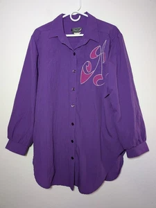 Camisa De Colección Para Mujer Thomas O Sport Top Bordada con Botones 16W Púrpura Bohemia - Imagen 1 de 7