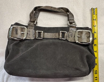 DKNY Brown Suede Bag with Expandable Belt Buckle Accents - Image 1 of 4