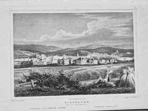 Wiesbaden hübsche Gesamtansicht von Osten echter alter Stahlstich 1844 - Picture 1 of 1