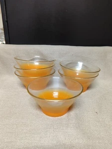 6 Vintage Orange Blendo Bowls w/ Gold Rims - Picture 1 of 2
