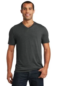 District DT1350 Mens Short Sleeve Perfect Tri V-Neck Smart Casual T-Shirt - Picture 1 of 6