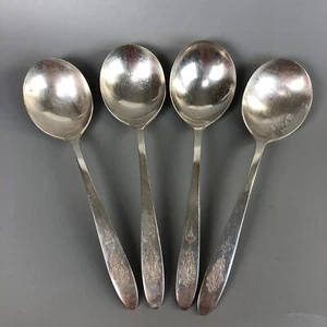 Set of 4 Bird of Paradise Round Gumbo Soup Spoon Community Silverplate Flatware - Picture 1 of 9
