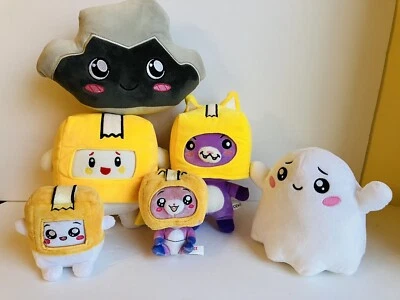 Lankybox Plush Figures Lot Of 6 Foxy, Boxy, Rocky, Ghost Ghosty Bonkers Toys - Image 1 of 4