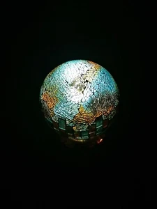 Tischlampe, beleuchtete Deko Glas Mosaikkugel, 18x14 cm, - Bild 1 von 3