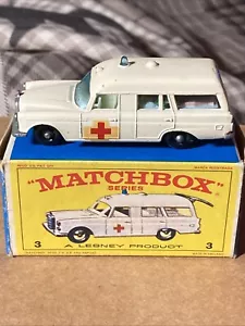 Matchbox By Lesney Made In England Mercedes Benz “Binz” Ambulance No.3 With Box - Picture 1 of 10