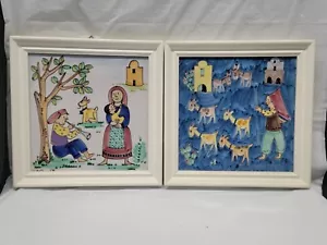 V. PINTO VIETRI CERAMICA ITALIANA appendiabiti da parete piastrella artistica incorniciata 12x12 anni 60 #5472 - Foto 1 di 24