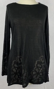 Dress Barn Women Black PETITE L Crochet Sweater Pullover Elegant Made USA NWT - Picture 1 of 7