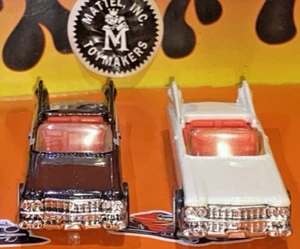 Hot Wheels-Whitewall 1959 Cadillacs-Two Blue Card Cars-Mint Guaranteed-1990's - Picture 1 of 6