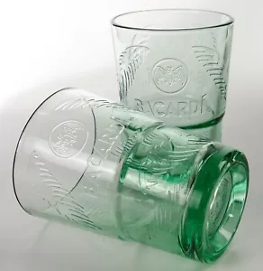2 x Bacardi Rum Longdrinkglas Palmenrelief Klar Grün Cocktailglas Mojito 8559 - Bild 1 von 6