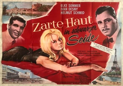 Zarte Haut in schwarzer Seide  Elke Sommer  Ivan Desny  Paris  A0 Großplakat - Bild 1 von 2