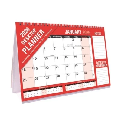 TALLON Desktop Calendar 2026 Month to View Wiro Bound For Office Desk Home