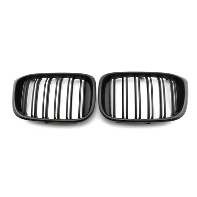 For 2017-2020 BMW X3 X4 G01 G02 SUV Dual Line Matte Black Front Grille 2pcs - Image 1 of 4