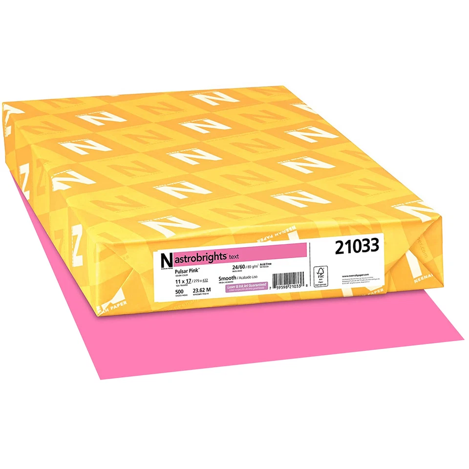 Papel de colores Neenah Astrobrights, 24 lb Bond (89 gsm), 11 x 17, 500 hojas Foto 1 de 1