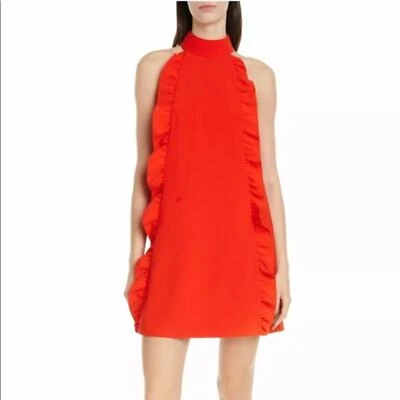 Vestido Halter Ted Baker Vermelho com Babados Novo com etiquetas MSRP $295 - Imagem 1 de 3