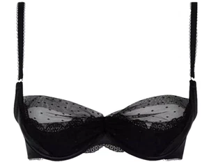 Reggiseno Ann Summers Suki nero con ferretto 32C balcone foderato in schiuma e pizzo trasparente - Foto 1 di 2