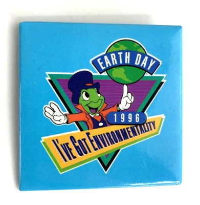 Prendedor de Cricket Pinocho Pequeño De Colección 2" 1996 Disney Día de la Tierra Disneyland Medio Ambiente Foto 1 de 4