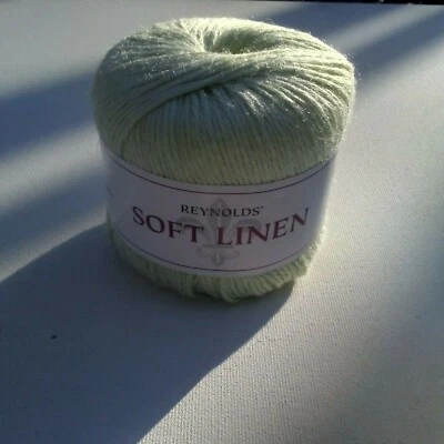 Reynolds 'Soft Linen' (53% Flax, 47% Acrylic) 94yds, 50g, Lot of 3, Spring Green - Image 1 of 2