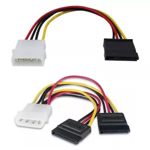 Molex to SATA Power Splitter Y Cable 4 Pin to 15 Pin Dual Hard Drive Power Lead! - Picture 1 of 12