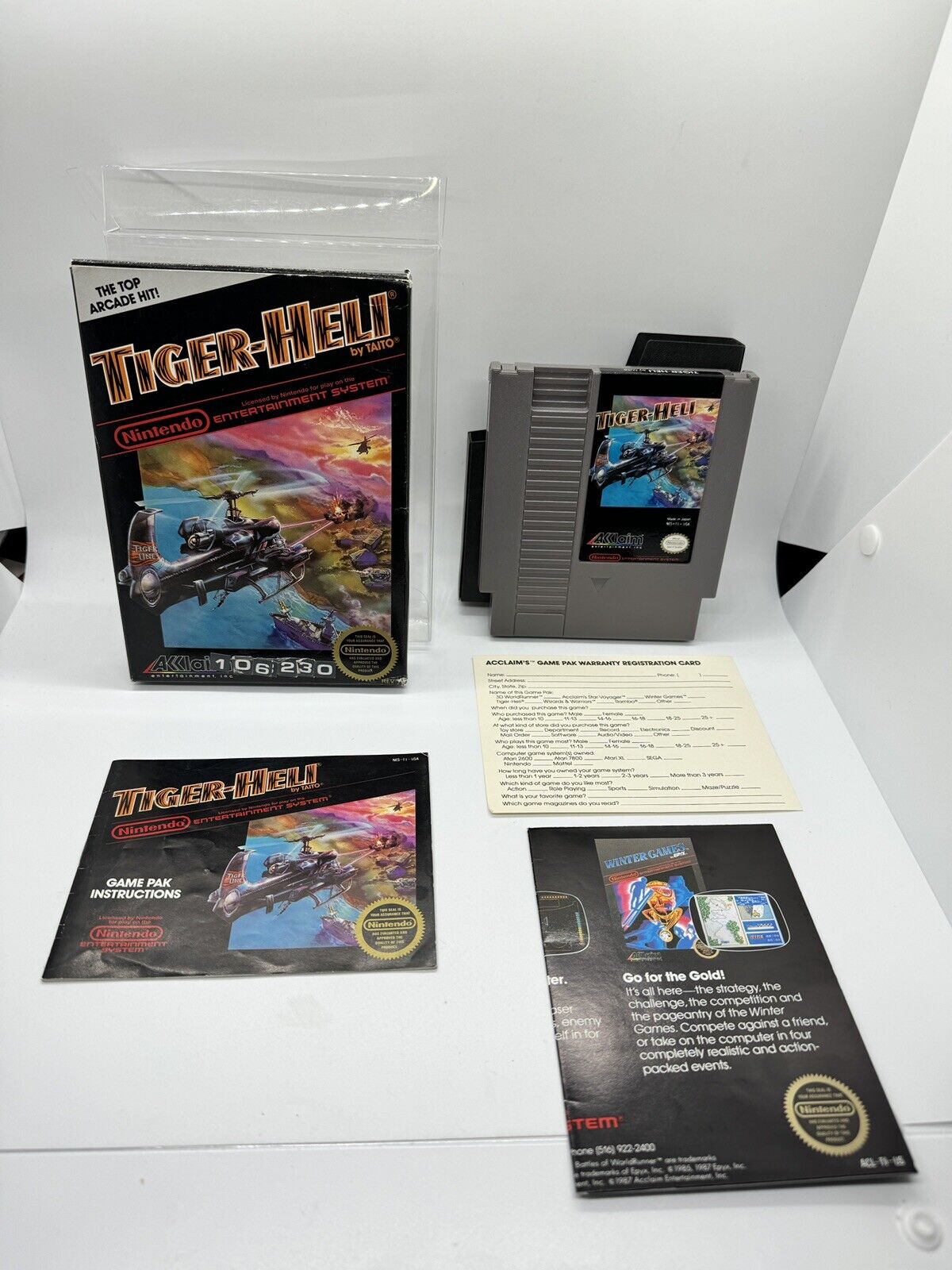 Tiger Heli Nintendo NES Complete In Box CIB w/ Rare Poster & Reg Card Nice Shape