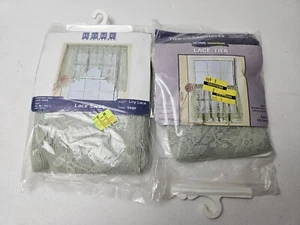 Home Essentials Lily Lace Swag & Tier Sage Green Set Window Valance Decor - Picture 1 of 7