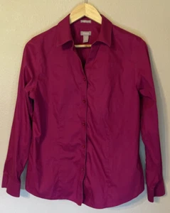Chico's Women's Medium Fushia Pink Long Sleeve Collar Button Down Blouse - Picture 1 of 6