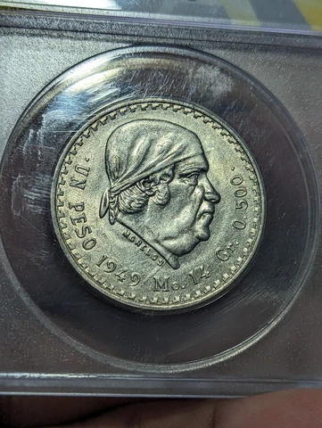 Mexico 1949 Un Peso  Morelos ANACS AU 50 Very Rare, LOW GRADED FOR SURE Cover