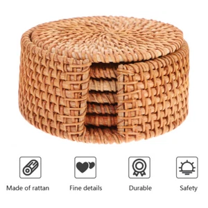 6 Pezzi Sottobicchieri da Tè in Rattan Ufficio Tazza -Sottobicchieri per Tavolino - Foto 1 di 11