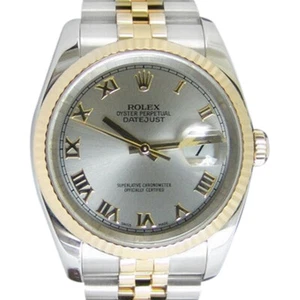 ROLEX - 18kt GOLD & Stainless Mens 36mm DateJust Rhodium ROMAN Dial - 116233 - Picture 1 of 6