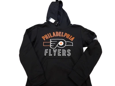 NEW WOMEN'S ADIDAS NHL PHILADELPHIA FLYERS BLACK HOODED SWEATSHIRT SIZE S - Image 1 of 4