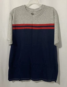 OT Revolution Mens T-Shirt Lightweight Grey Red Navy Blue Stripe XL NWT - Picture 1 of 5