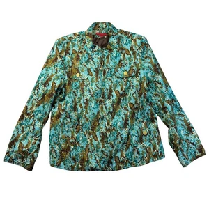 Joni B Jacke Damen mittelblau Langarm Taschen Reißverschluss Stretch Struktur Boho - Bild 1 von 9