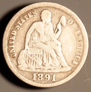 Yo10007-8 Old Duffy's 1891 Fine+ Full Rim Km#A92 Collectible Liberty Heirloom - Bild 1 von 2