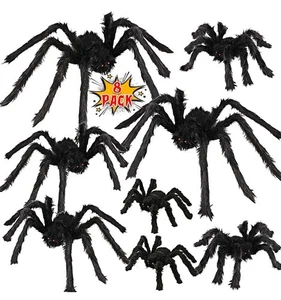 8 Pcs of Spiders Outdoor Halloween Decorations- Various sizes (23) - Picture 1 of 2