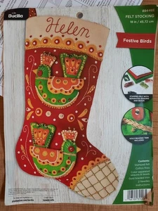 Bucilla Felt Stocking Kit Festive Birds 18" Christmas 2021 #89448E - Picture 1 of 3