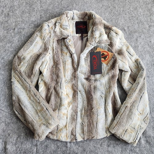 VETEMENTS Yoki Vegan Pelliccia Cappotto Giacca Donna M Bianco Marrone Foderato Morbido Cabincore Outdoor