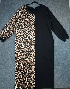 Ashley Stewart 22/24 Plus Midikleid Leopardenmuster schwarz Langarm - Bild 1 von 11