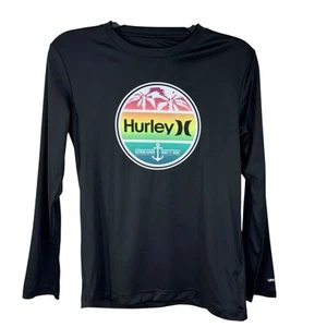 Hurley SZ 10-12 Kids Rash Guard Swim Shirt Long Sleeve Stretch H20-Dri UPF 50+ - Picture 1 of 7