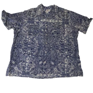 Paisley blau Polo Aloha Schlaufenkragen XXL Vintage - Bild 1 von 13