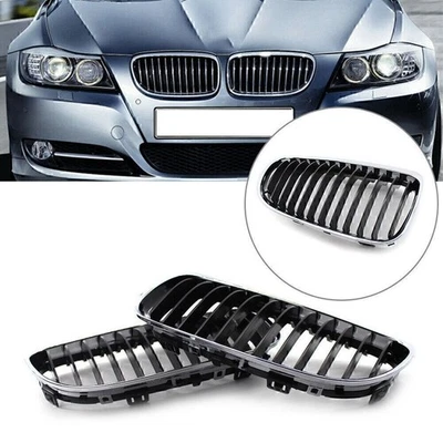 2x Rejilla delantera cromada negra para BMW E90 E91 LCI 328i 335i 2009 2010 2011 Foto 1 de 4