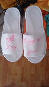 Ciabatte personalizzate pantofole matrimonio sposa wedding - Picture 1 of 2