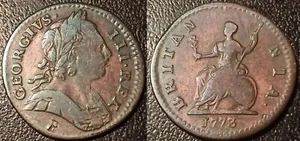 United Kingdom - George III - Farthing 1773 P Engraved Under The Bust !! KM#602 - Picture 1 of 1