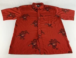 VTG 90s Hip Hop Damani Dada Dragon Short Sleeve Button Up Shirt Men's 2XL Red - Picture 1 of 6