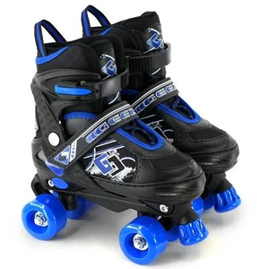 Childrens Adjustable 4 Wheel Quad Blue Roller Skates Boots Kids Adjustable Sizes - Picture 1 of 32