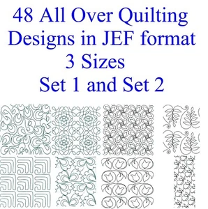 144 JEF files - 48 AllOver Machine Embroidery Quilting Designs on USB - Picture 1 of 8