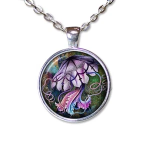 Collares colgantes de vidrio hechos a mano Sea Life púrpura medusas amantes náuticos - - Imagen 1 de 10