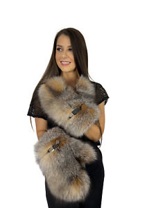 Crystal Fox Fur Mittens Saga Furs Amber Color Fur Regular Womens Size Frost Fox