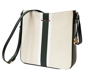 MICHAEL KORS JET SET TRAVEL LARGE MESSENGER CROSSBODY BAG Black/Beige/White NEW! - Picture 1 of 11
