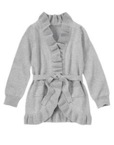 NWT Gymboree Uniform Shop Sweater Ruffle Cardigan Jacket Gray 5/6 Girls - Picture 1 of 1
